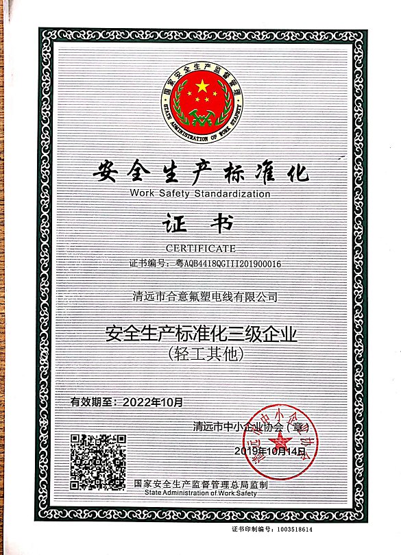 Safety production standardization certificate